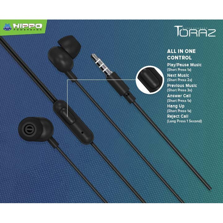 Hippo Earphone Toraz Super Bass Jack 3.5 mm Wired Handsfree Android Original Earbuds Headset 2