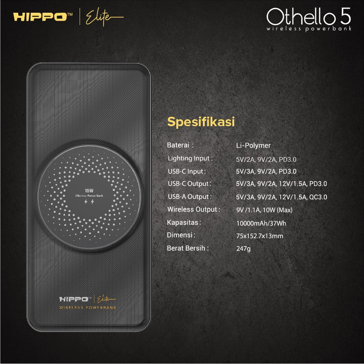 Hippo Elite PowerBank Othello 5 PD 22.5W 10000mAh MagSafe Magnetic Wireless 15W Charging Power Bank 5