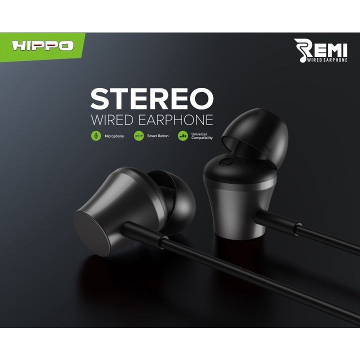 Hippo Earphone Remi Super Bass Jack 3.5 mm Wired Handsfree Android Original Earbuds Headset 5