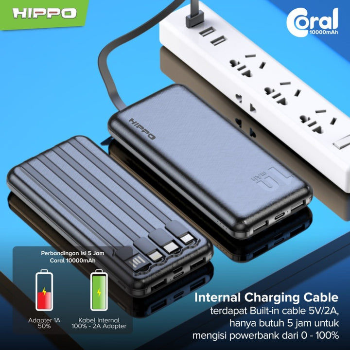 Hippo PowerBank Coral 10000mAh 5 Output Smart Detect Charging Smart Detect Charging Power Bank SDC Type C iPho 4