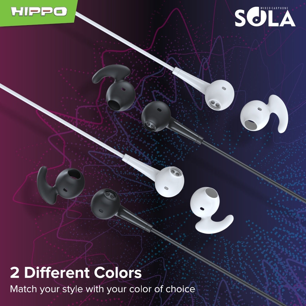 Hippo Handsfree Headset Sola Stereo Wired Earphone &amp; Microphone Universal Compatible 3