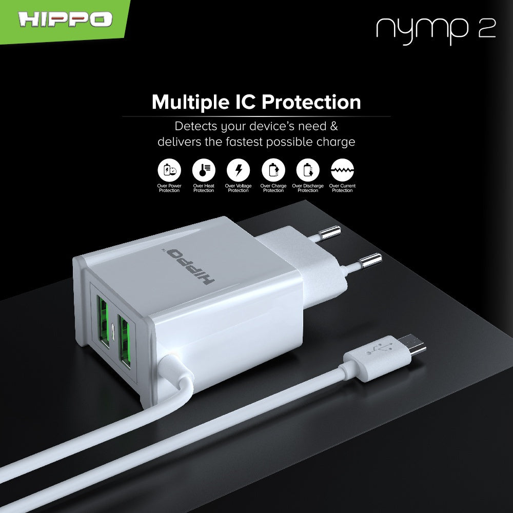 Hippo Adapter NYMP 2 | 2.4A SDC USB Adapter Kepala Casan Colokan Charger Charging Rumah Type C Iphone Micro Tr 7