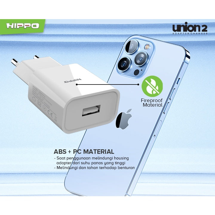 Hippo Adaptor Union 2 | 1A | SDC USB Adapter Kepala Casan Colokan Adapter Charger Charging Rumah Travel Port O 4