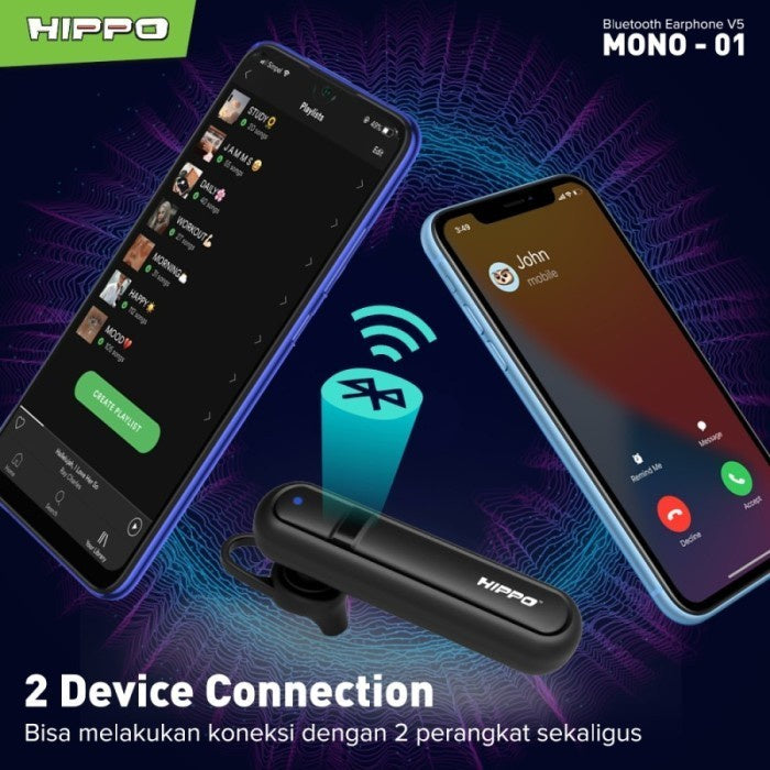 Hippo Bluetooth Mono 01 V5.0 HiFi Sound Volume Control With Mic Earbuds Earphone 3