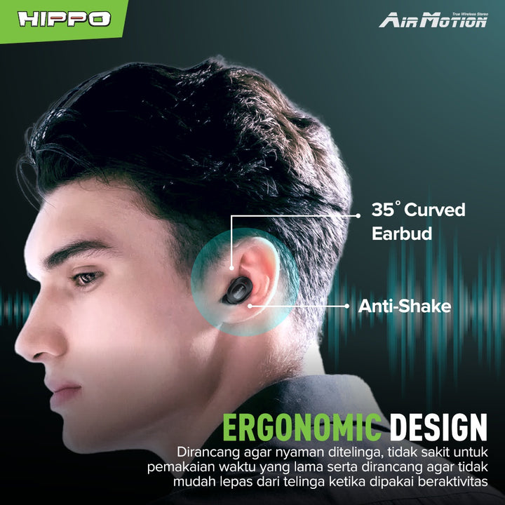 Hippo Airmotion TWS Bluetooth 5.0 Earphone Headset Earbuds True Wireless Stereo Earbud Handsfree 6