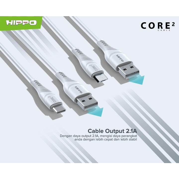 Hippo Core2 Kabel Data &amp; Cable Charger Quick Charge Fast Charging 3.0 2.1A 2