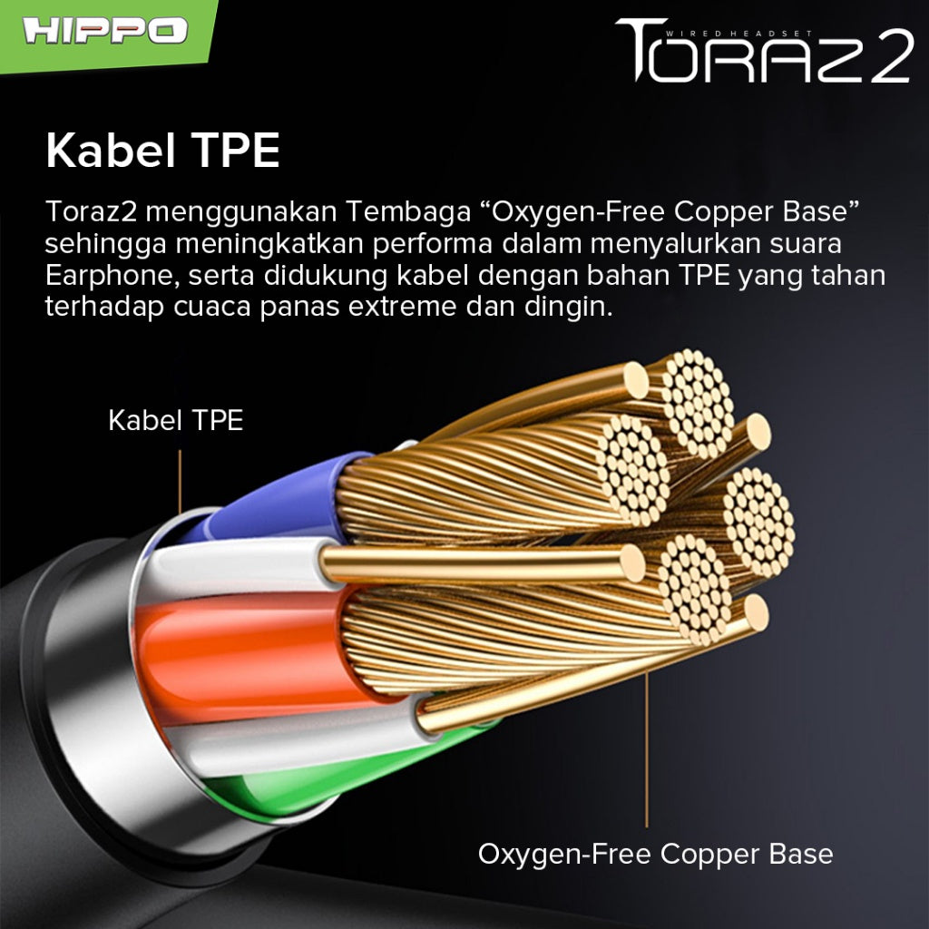Hippo Earphone Toraz2 Super Bass Jack 3.5 mm Wired Handsfree Android Original Earbuds Headset 7