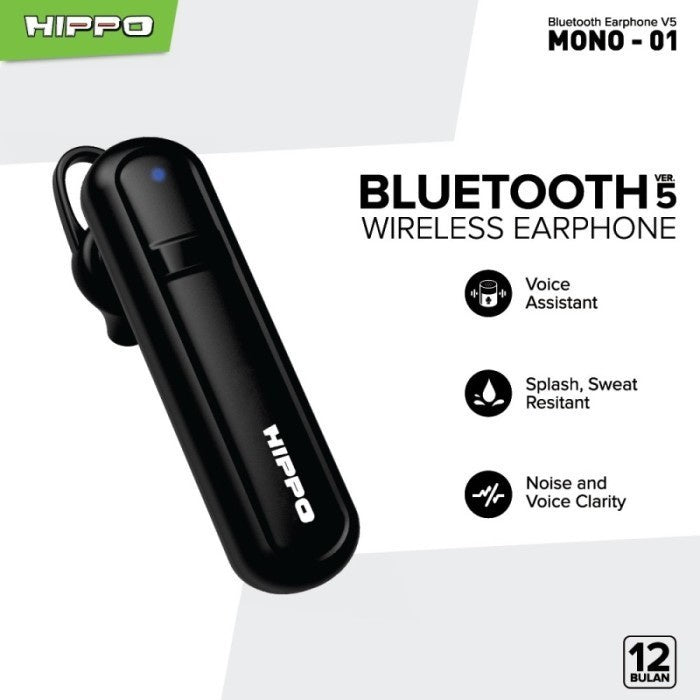 Hippo Bluetooth Mono 01 V5.0 HiFi Sound Volume Control With Mic Earbuds Earphone 2