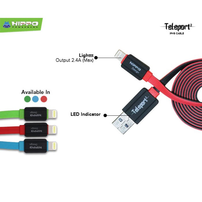 Hippo Kabel Data Teleport 2 USB to Lightning 2.4A Quick Charge 3.0 Fast Charging iPhone Data Cable 3