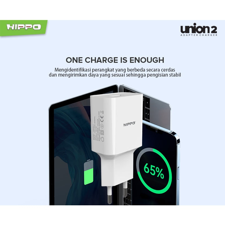 Hippo Adaptor Union 2 | 1A | SDC USB Adapter Kepala Casan Colokan Adapter Charger Charging Rumah Travel Port O 7