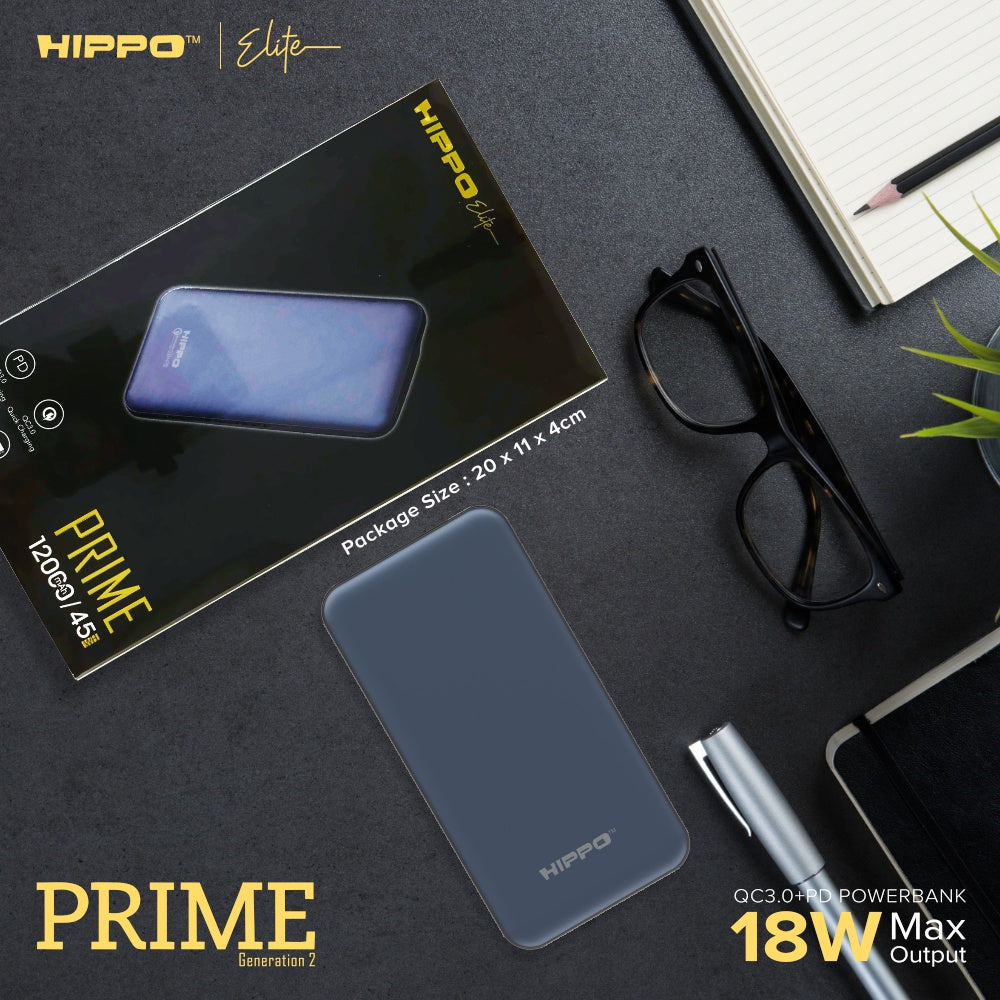 Hippo Elite Power Bank Prime Gen 2 12000 mAh PD 18W Quick Charging 3.0 6