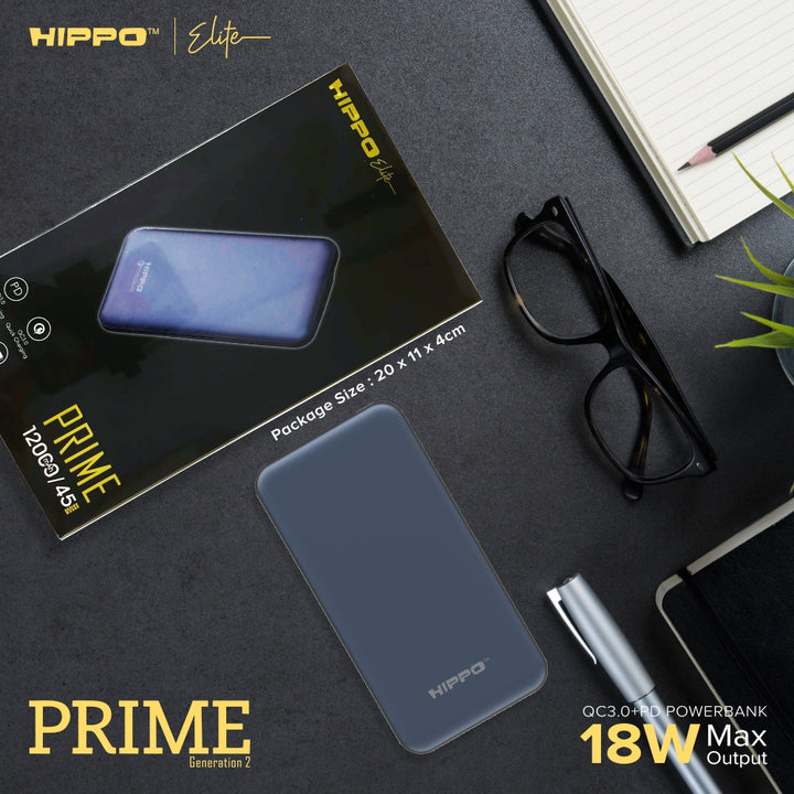 Hippo Elite Power Bank Prime Gen 2 12000 mAh PD 18W Quick Charging 3.0 6