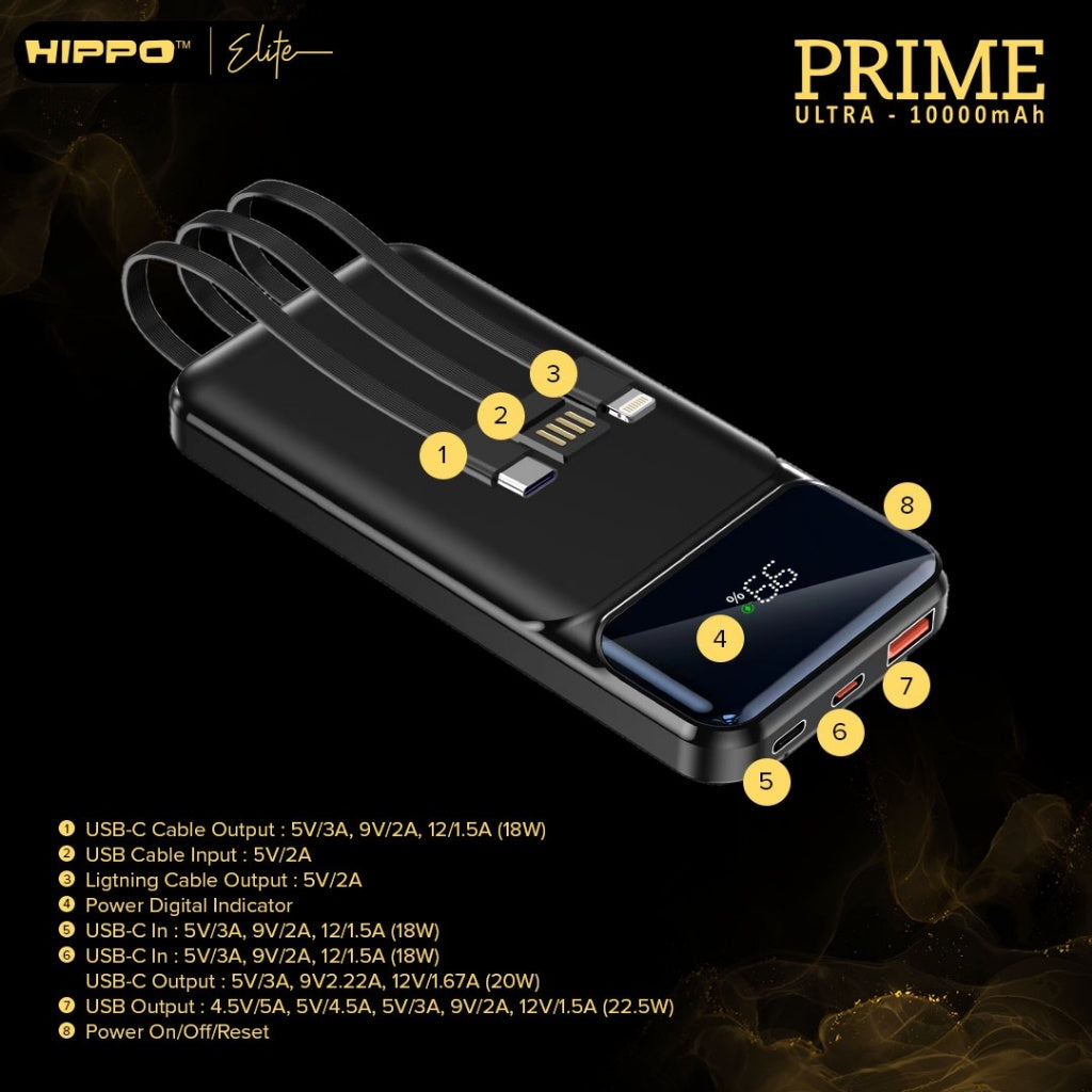 Hippo Elite PowerBank Prime Ultra PD 22,5W 10000mah - 20000mah Quick Charging Power Bank 3