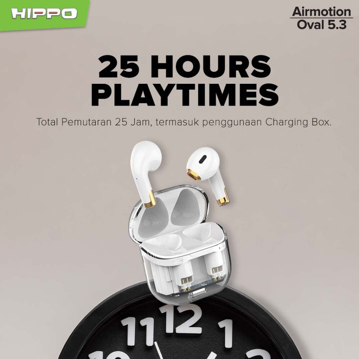 Hippo TWS Airmotion Oval Bluetooth 5.3 True Wireless Stereo HiFi Sound Volume Control With Earbuds 2