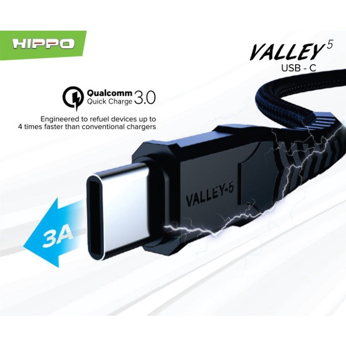 Kable Data Hippo Valley 5 Type C USB 100CM - Quick Charging 3.0 18Watt 5