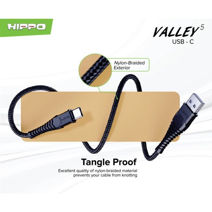 Kable Data Hippo Valley 5 Type C USB 100CM - Quick Charging 3.0 18Watt 7
