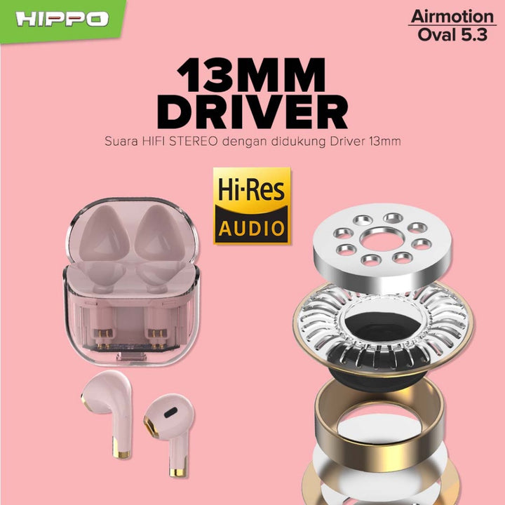 Hippo TWS Airmotion Oval Bluetooth 5.3 True Wireless Stereo HiFi Sound Volume Control With Earbuds 4