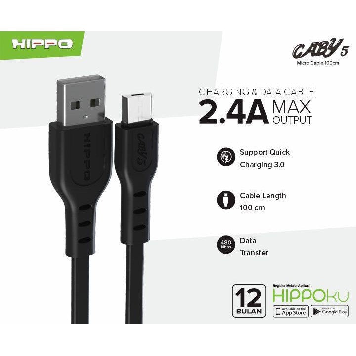 Hippo Kabel Caby 5 100Cm  Micro Type C Lightning Data Cable USB 3A 1M 8