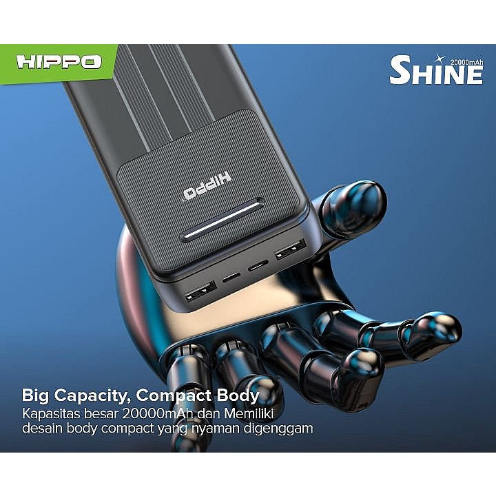Hippo PowerBank Shine 10000mAh Dual Output Smart Detect Charging Power Bank SDC Type C iPhone Micro 8