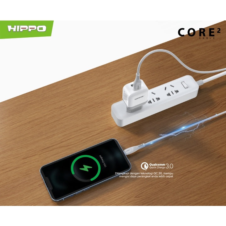 Hippo Core2 Kabel Data &amp; Cable Charger Quick Charge Fast Charging 3.0 2.1A 5