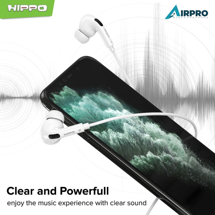 Hippo Headset Handsfree Airpro Earbuds Jack 3.5MM Stereo Clear and Powerful Wired Earphone Hands Free Earbud 8