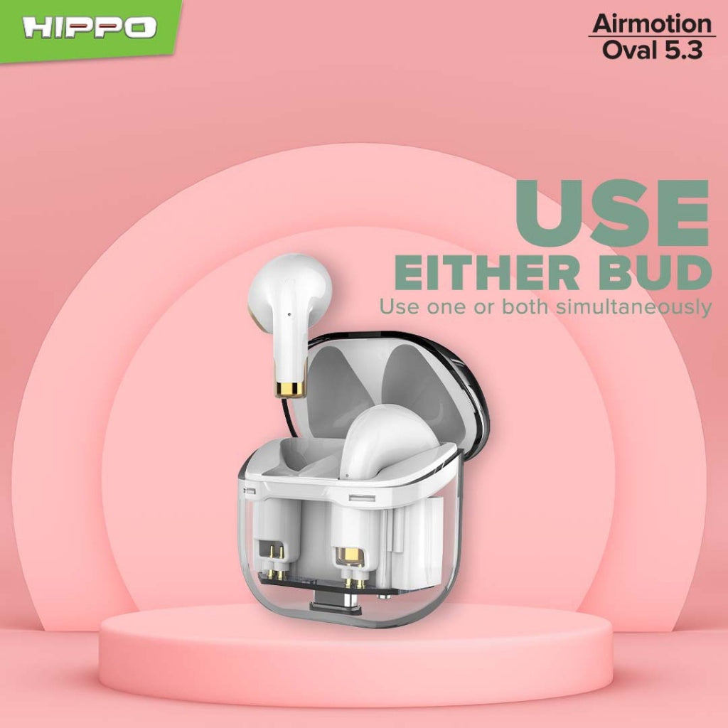 Hippo TWS Airmotion Oval Bluetooth 5.3 True Wireless Stereo HiFi Sound Volume Control With Earbuds 5