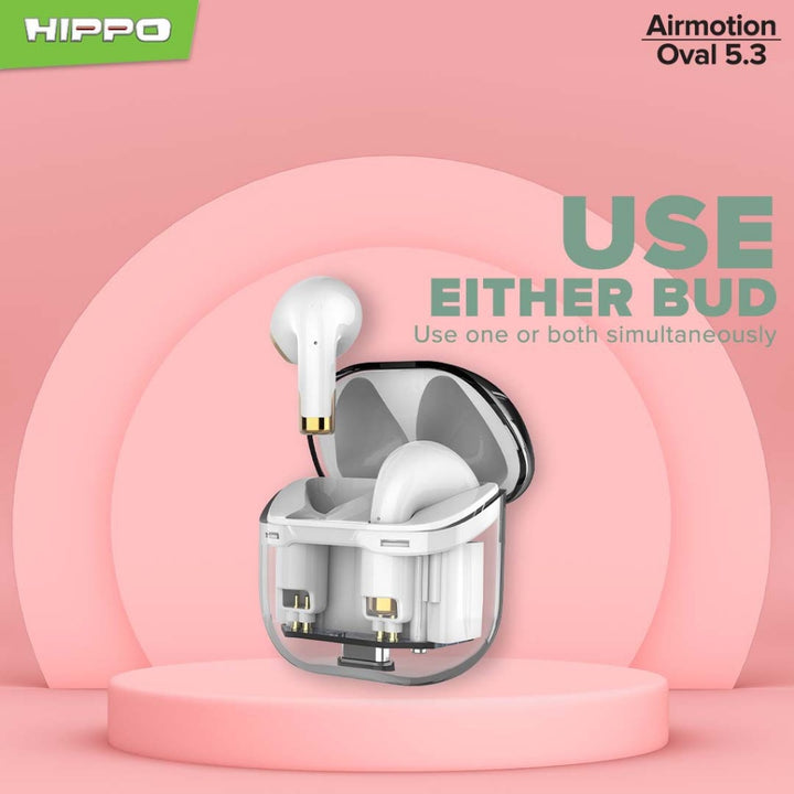 Hippo TWS Airmotion Oval Bluetooth 5.3 True Wireless Stereo HiFi Sound Volume Control With Earbuds 5