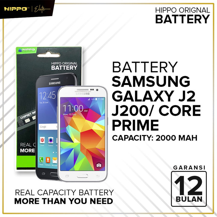Hippo Baterai Samsung J2/CORE PRIME/WIN2 DUO 2000 mAh Original Batere Premium Batu Batre Batrai Handphone Gara 2