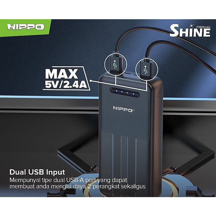Hippo PowerBank Shine 10000mAh Dual Output Smart Detect Charging Power Bank SDC Type C iPhone Micro 9