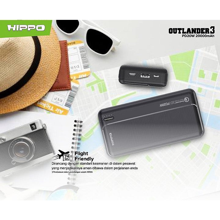 Hippo Outlander PowerBank Fast Charging Quick Charge 3.0 20000Mah USB A+C PD 20W Power Bank Super Fast Chargin 6