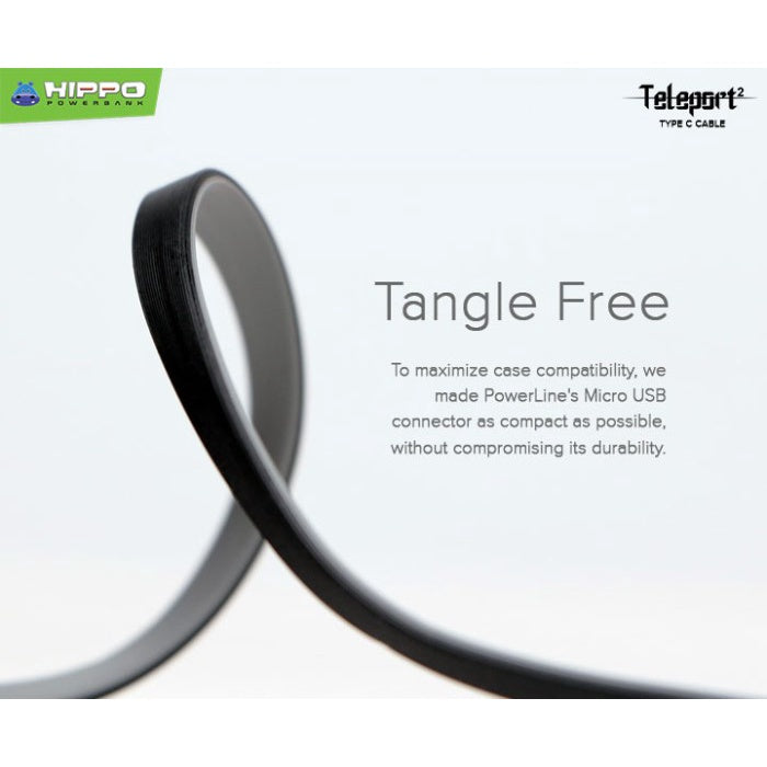 Hippo Kabel Data Teleport 2 USB to TYPE C 2.4A Quick Charge 3.0 Fast Charging Android HP Data Cable 5