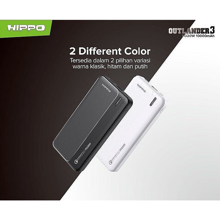 Hippo PowerBank Outlander 3 PD 20W 10000mAh Quick Fast Charging Power Bank Type C Power Delivery QC Dual Port  2