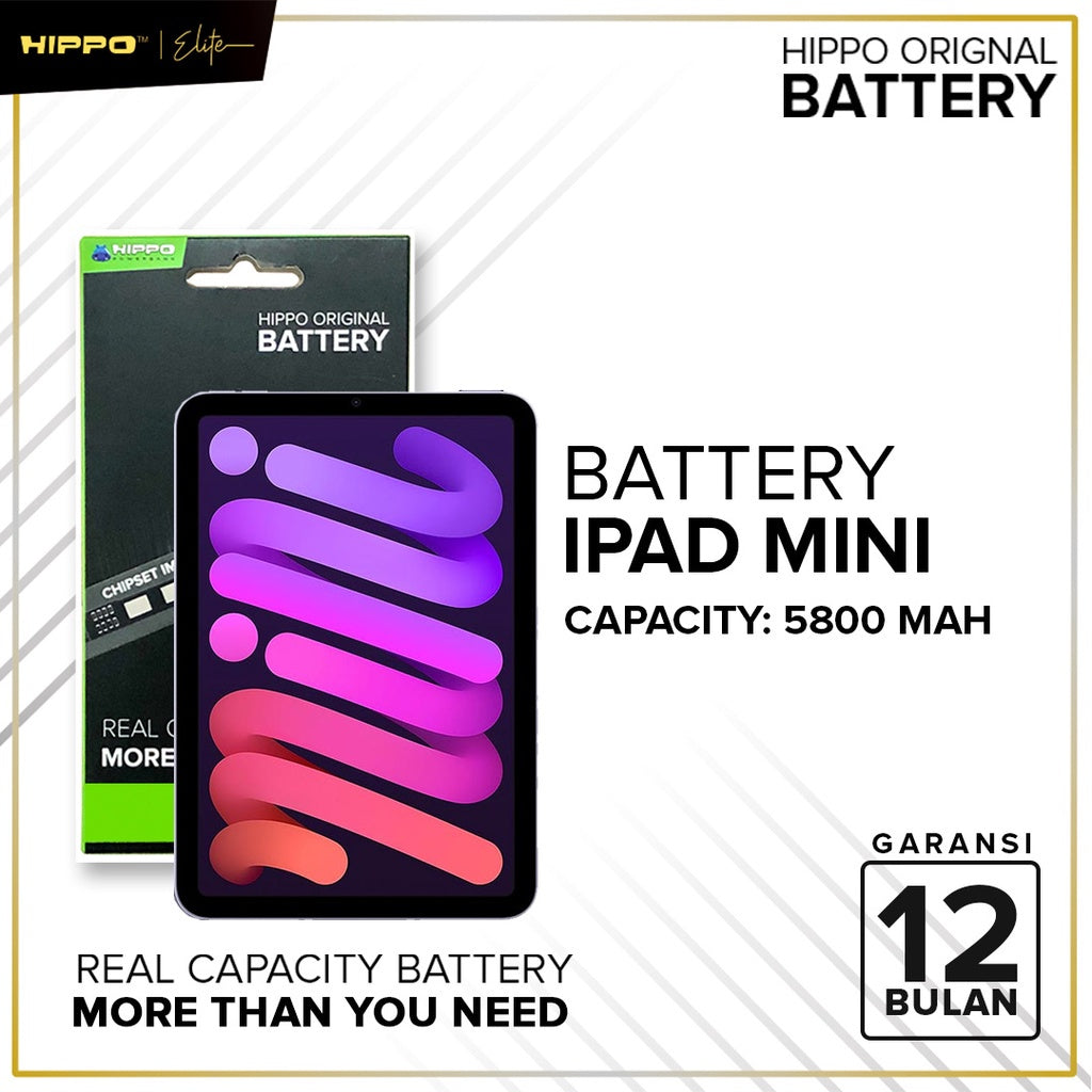Hippo Baterai ORI Baterai Ipad Mini 5800Mah Baterry Original Cell Batere Premium 2