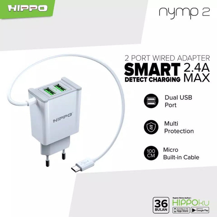 Hippo Adapter NYMP 2 | 2.4A SDC USB Adapter Kepala Casan Colokan Charger Charging Rumah Type C Iphone Micro Tr 4