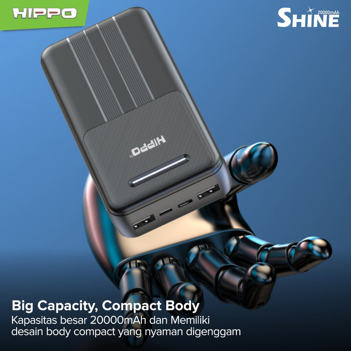 Hippo PowerBank Shine 20000mAh Dual Output Smart Detect Charging Power Bank SDC Type C iPhone Micro 8