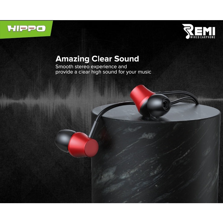 Hippo Earphone Remi Super Bass Jack 3.5 mm Wired Handsfree Android Original Earbuds Headset 8