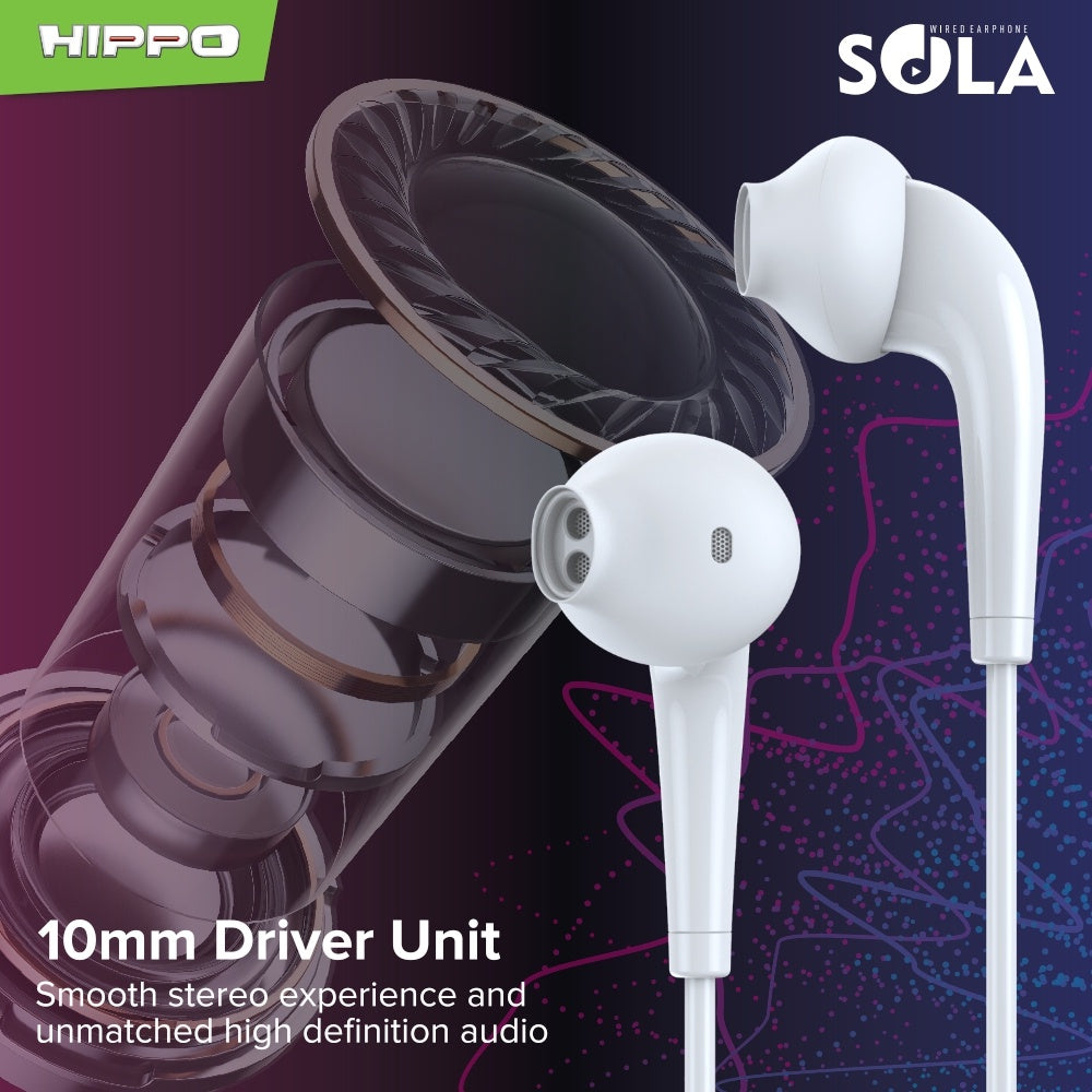Hippo Handsfree Headset Sola Stereo Wired Earphone &amp; Microphone Universal Compatible 6
