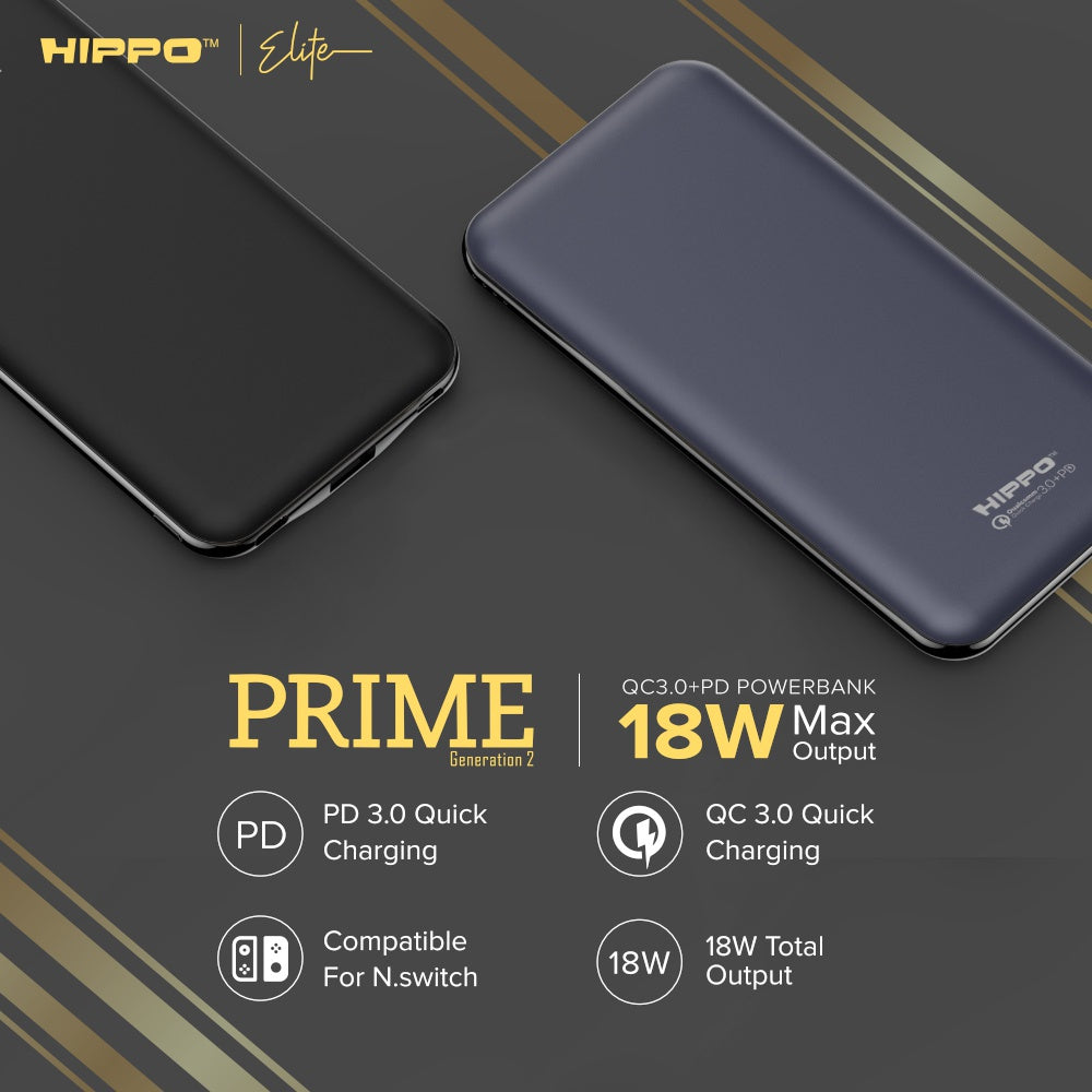 Hippo Elite Power Bank Prime Gen 2 12000 mAh PD 18W Quick Charging 3.0 9
