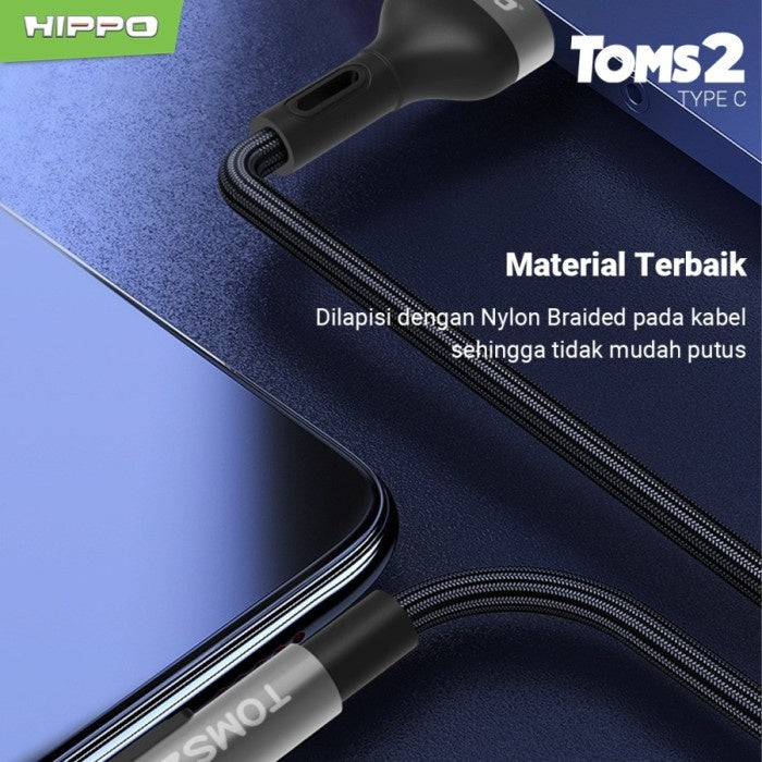 Hippo Kabel Data Gaming Mobile Toms2 USB to TYPE C Fast Charging 3A Cable TYPE C USB Data Colokan L 90 Derajat 8
