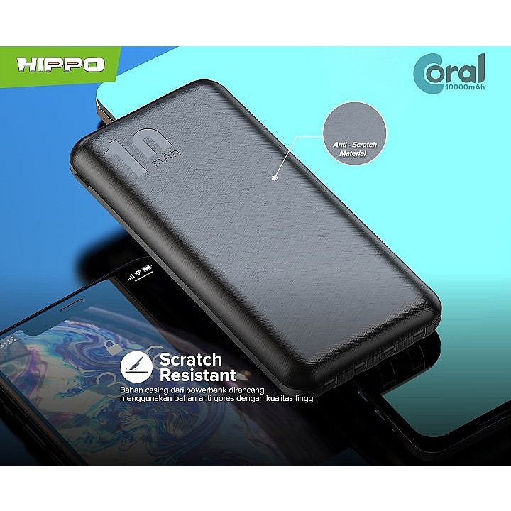 Hippo PowerBank Coral 10000mAh 5 Output Smart Detect Charging Smart Detect Charging Power Bank SDC Type C iPho 9