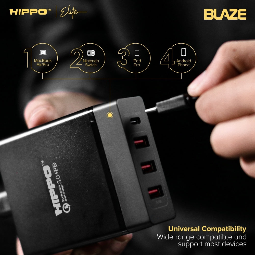 Hippo Elite Blaze Adapter Charger 75 W Fast Charger Multicharger QC3.0 6