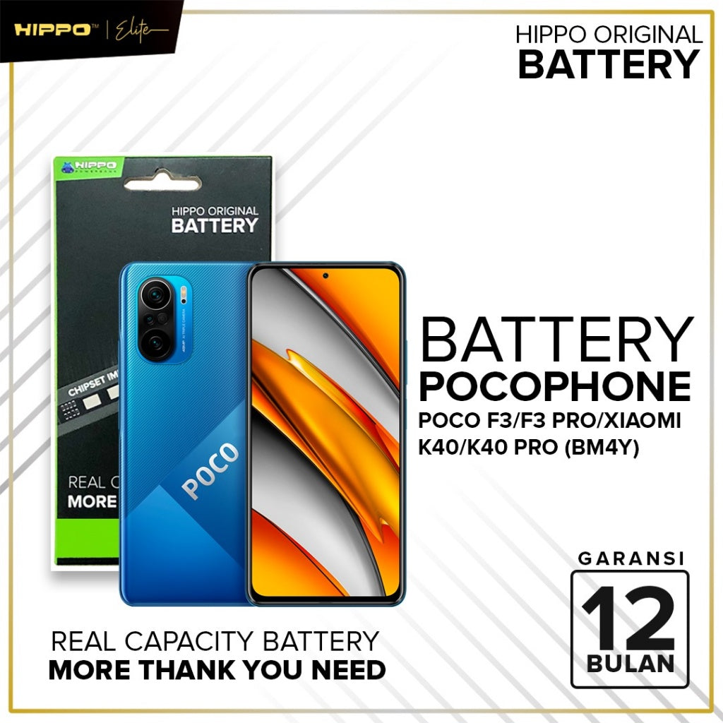 Hippo Baterai Xiaomi Poco Phone F3 / F3 Pro / Xiaomi K40 / K40 Pro BM4Y 4300mAh Battery Batere Batrai 2