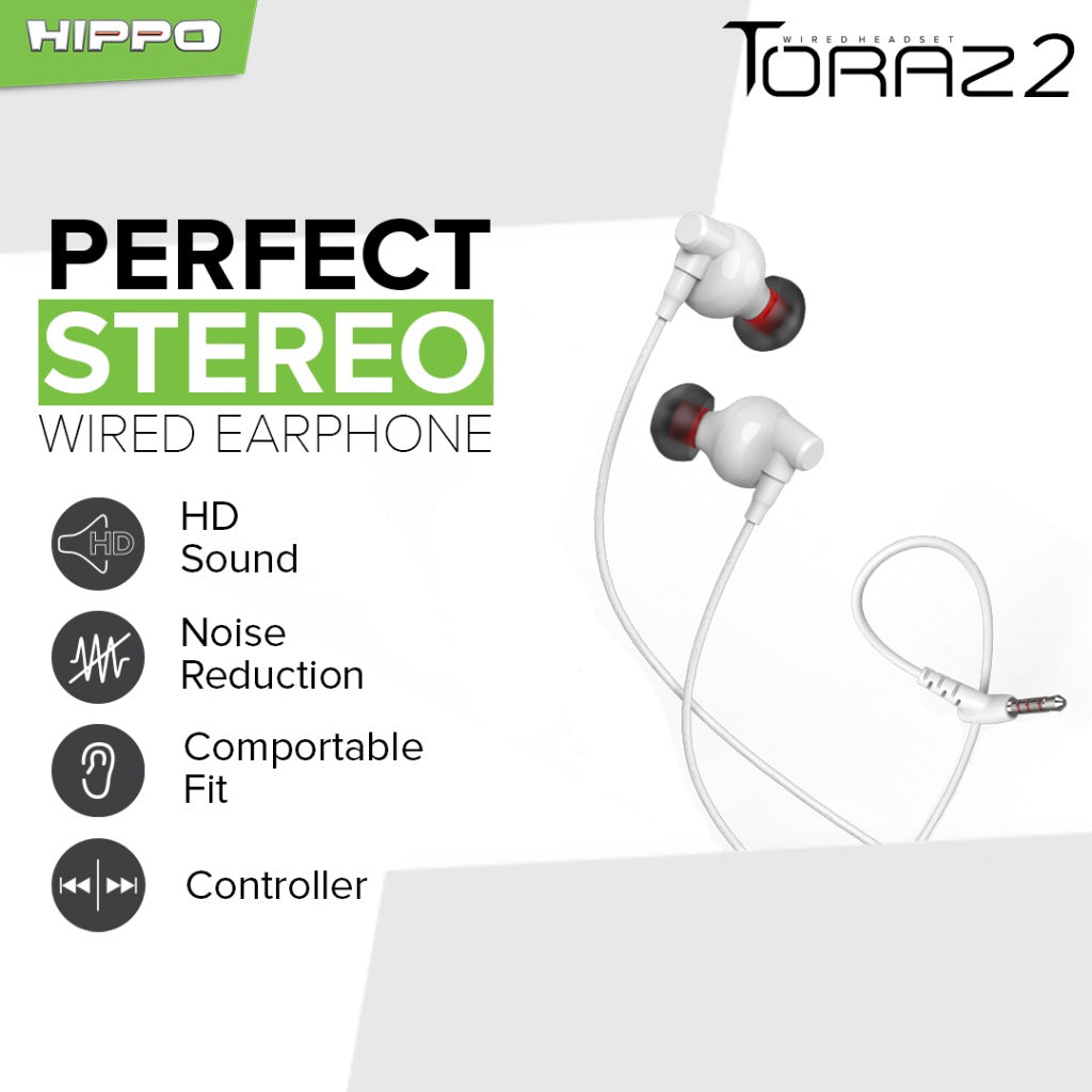 Hippo Earphone Toraz2 Super Bass Jack 3.5 mm Wired Handsfree Android Original Earbuds Headset 2