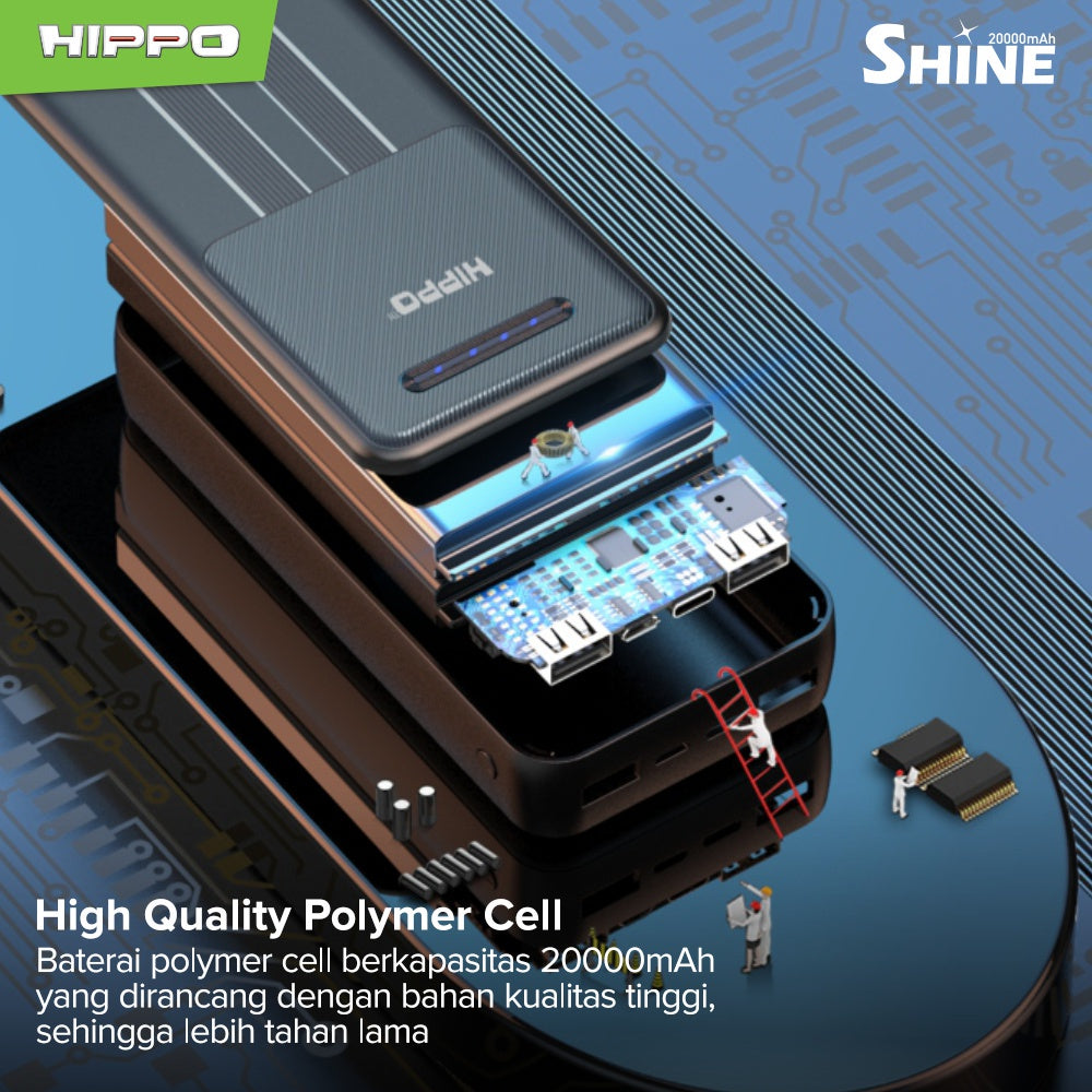 Hippo PowerBank Shine 20000mAh Dual Output Smart Detect Charging Power Bank SDC Type C iPhone Micro 6