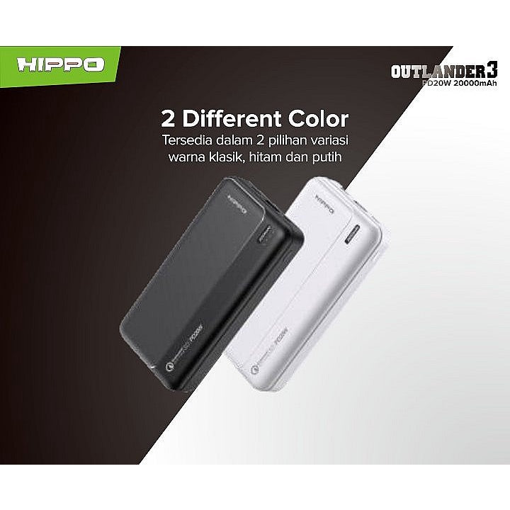 Hippo Outlander PowerBank Fast Charging Quick Charge 3.0 20000Mah USB A+C PD 20W Power Bank Super Fast Chargin 3