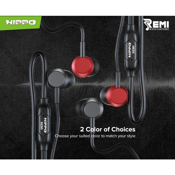 Hippo Earphone Remi Super Bass Jack 3.5 mm Wired Handsfree Android Original Earbuds Headset 9