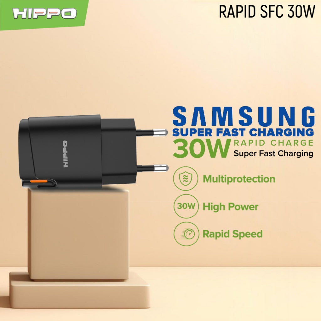Hippo Adaptor Rapid Samsung Super Fast Charging PD 30W Original Adapter Kepala Casan Colokan Rumah Charger Typ 3