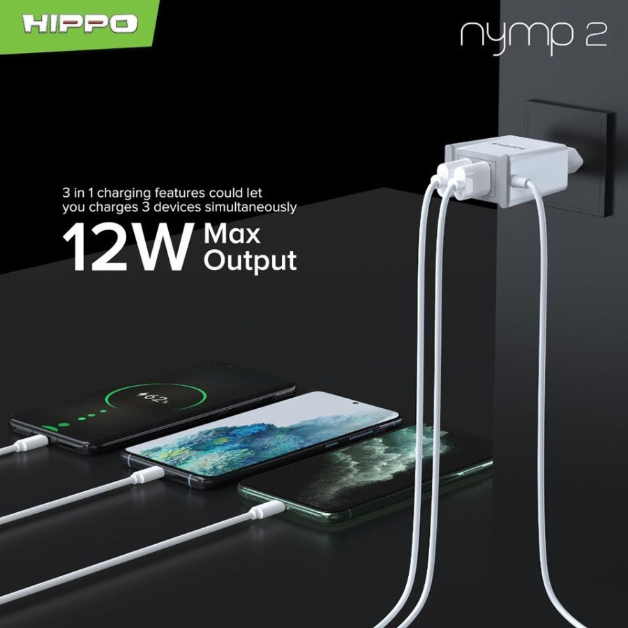 Hippo Adapter NYMP 2 | 2.4A SDC USB Adapter Kepala Casan Colokan Charger Charging Rumah Type C Iphone Micro Tr 2