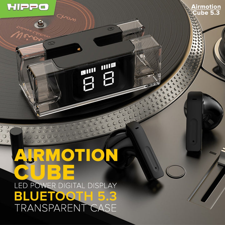 Hippo TWS Airmotion Cube Bluetooth 5.3 True Wireless Stereo HiFi Sound Volume Control With Earbuds