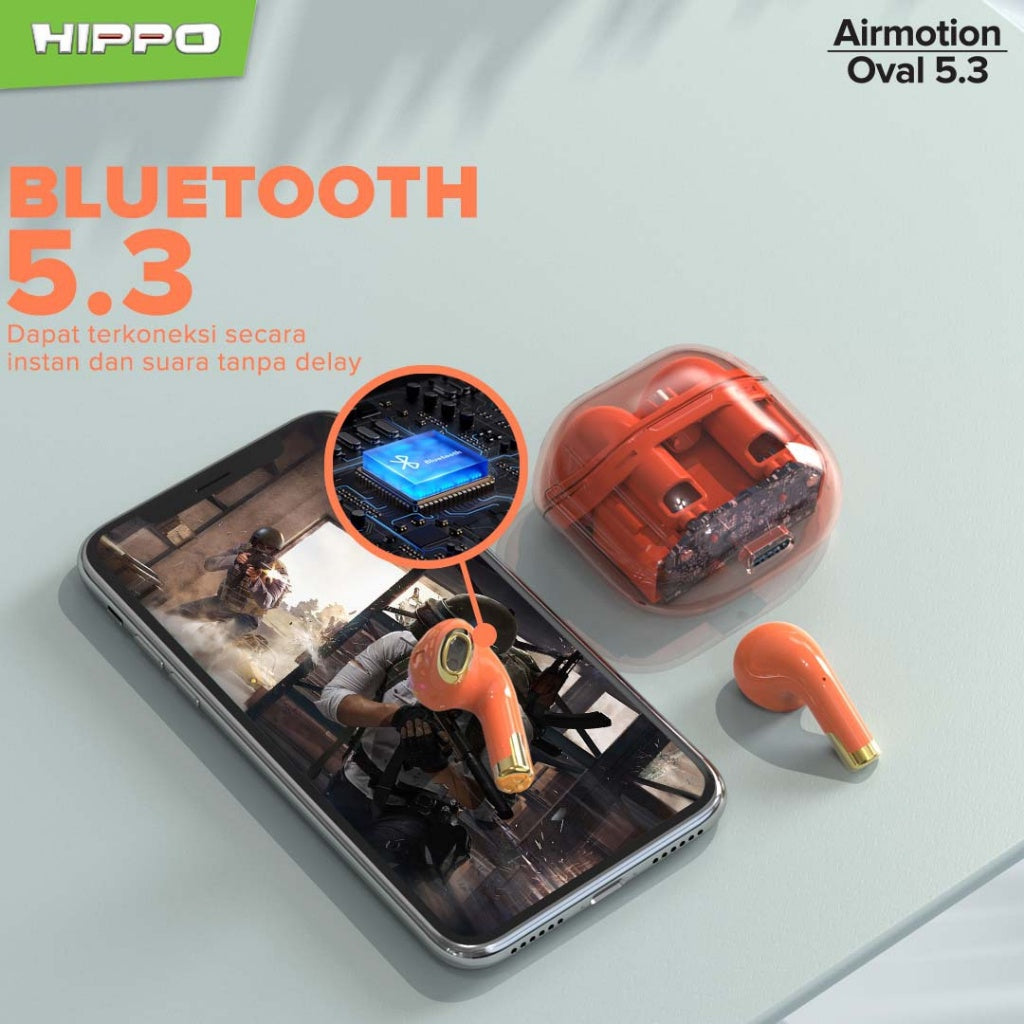 Hippo TWS Airmotion Oval Bluetooth 5.3 True Wireless Stereo HiFi Sound Volume Control With Earbuds 6